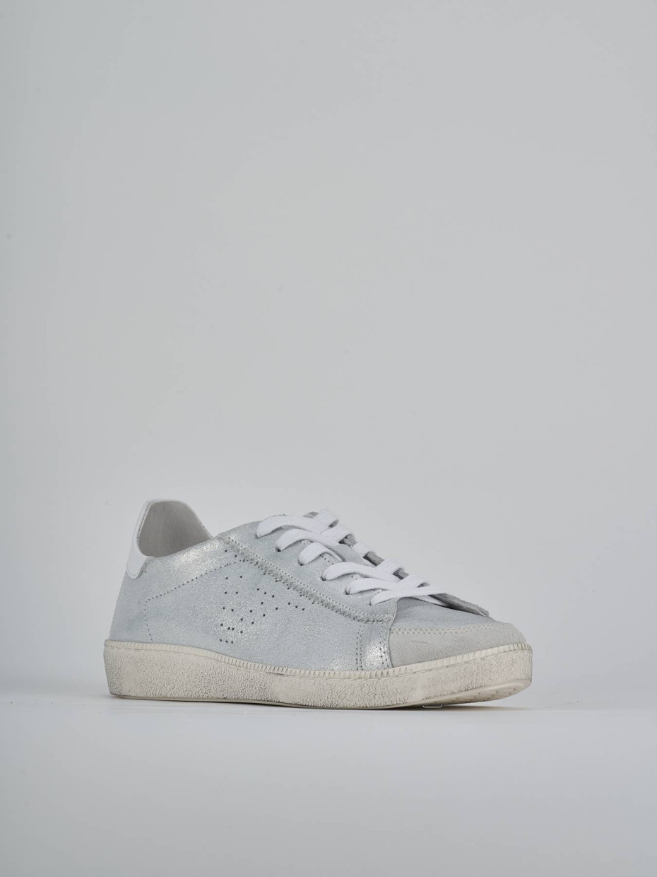Sneakers pelle argento