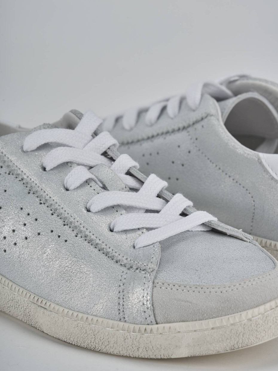 Sneakers pelle argento