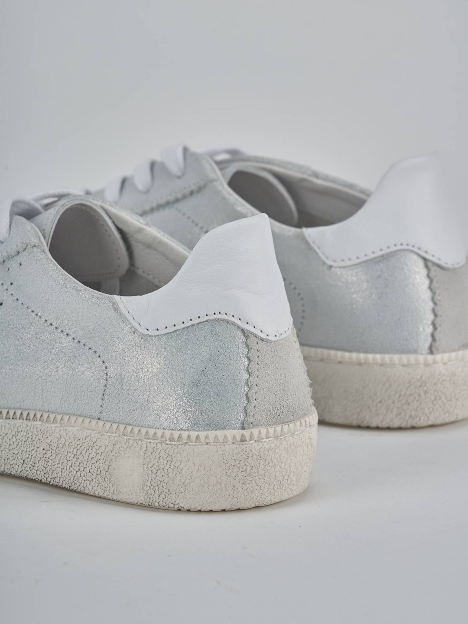 Sneakers pelle argento