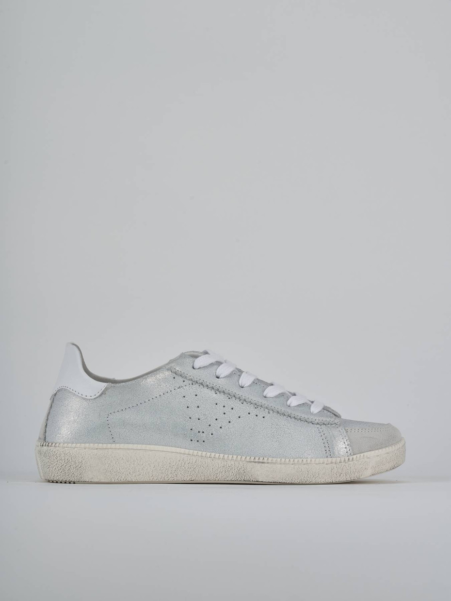 Sneakers pelle argento