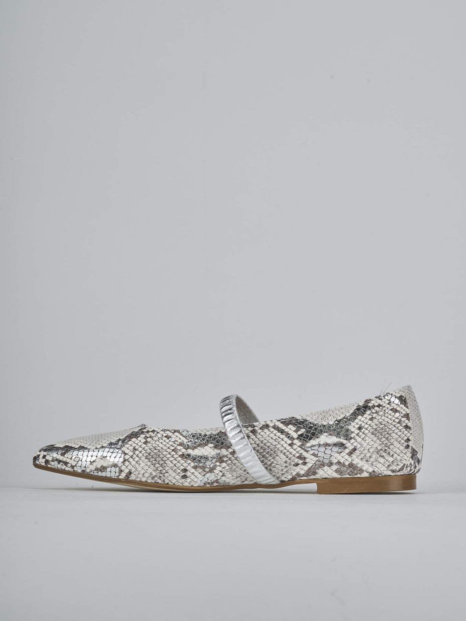 Ballerine tacco 1cm pitone argento