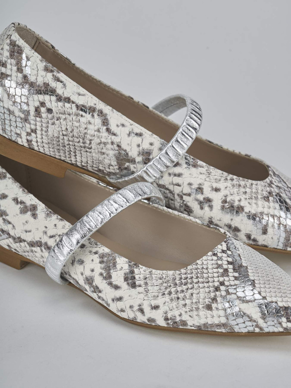 Ballerine tacco 1cm pitone argento