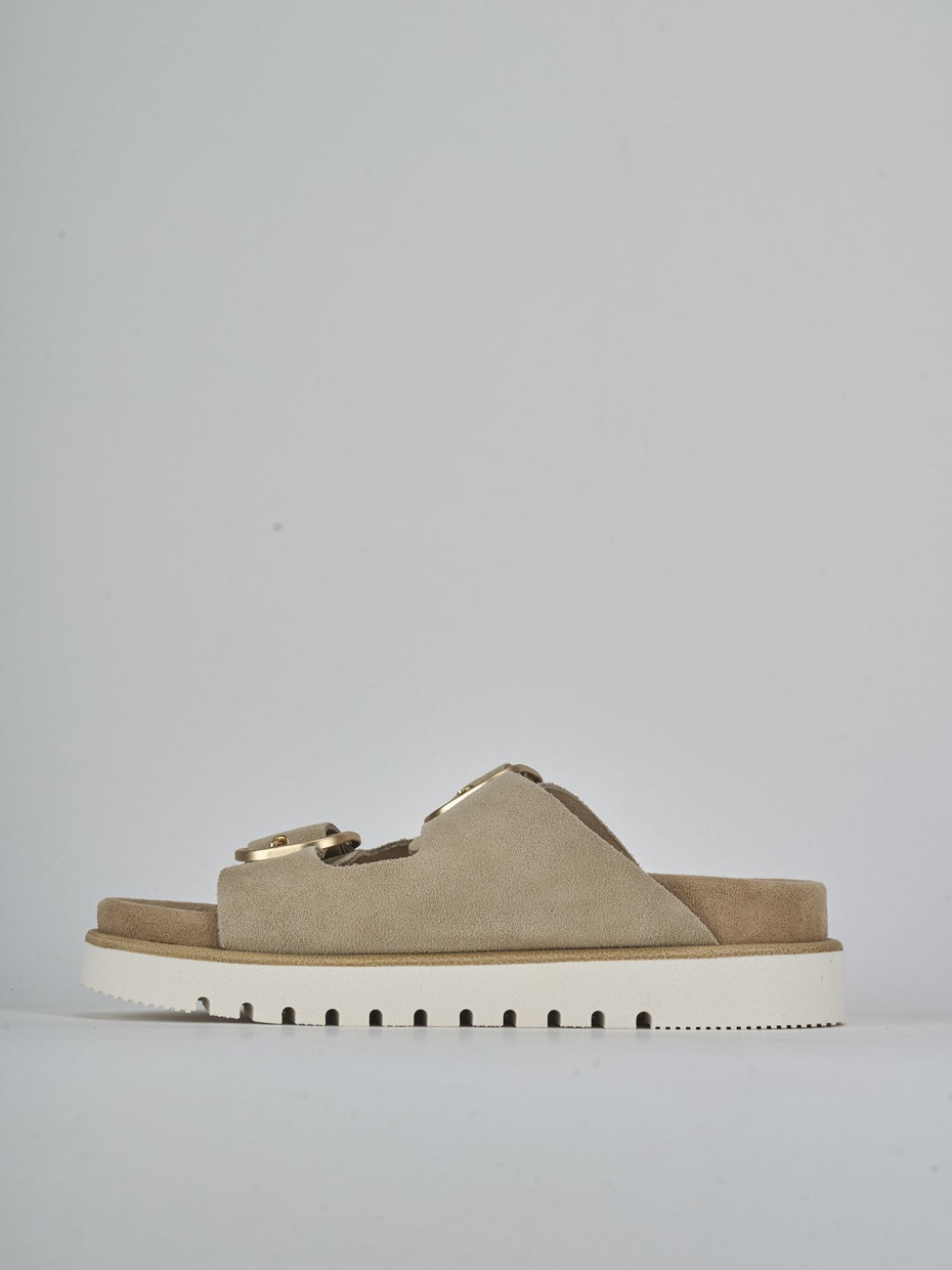 Ciabatte tacco 1cm camoscio beige