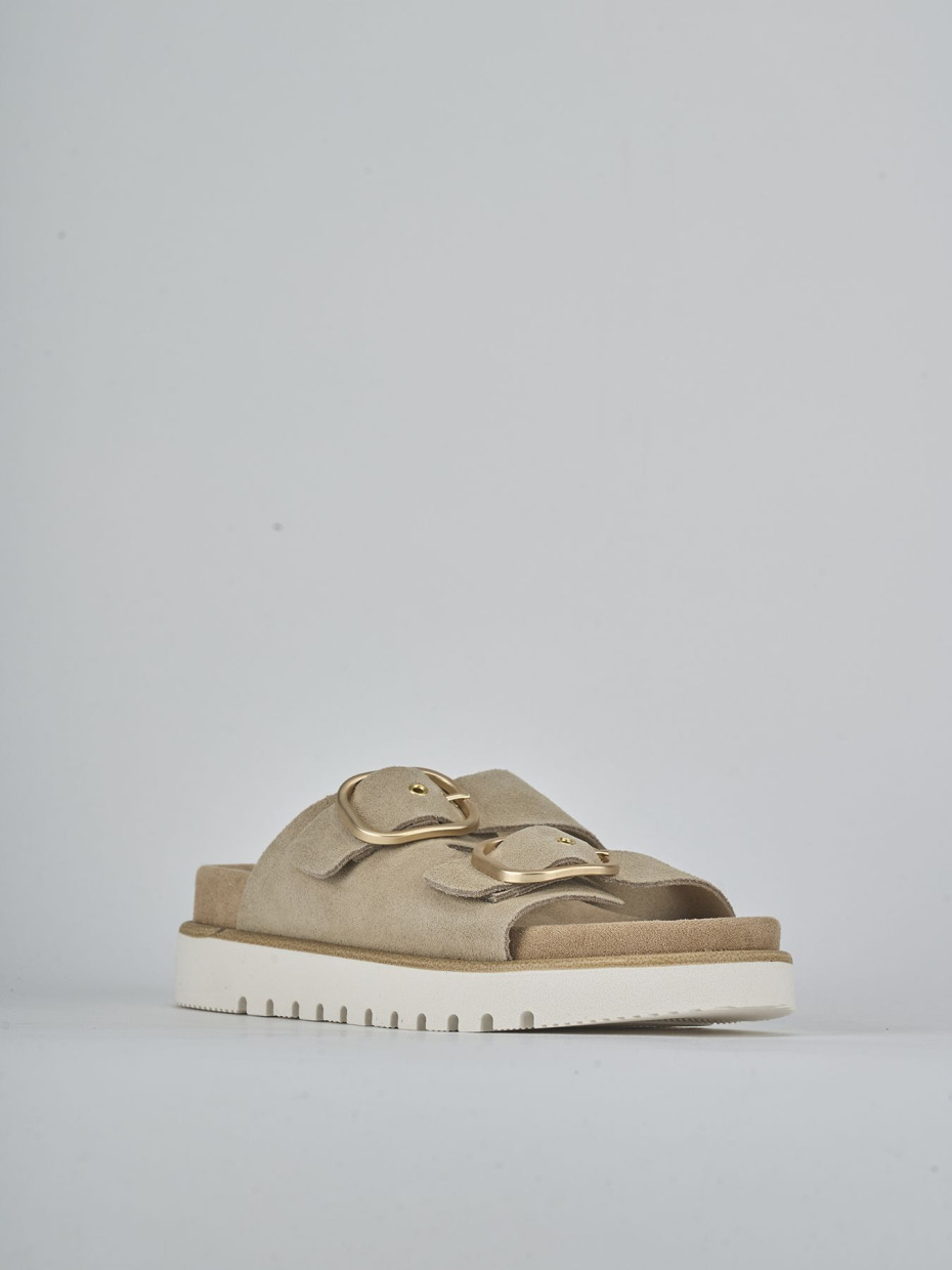 Ciabatte tacco 1cm camoscio beige