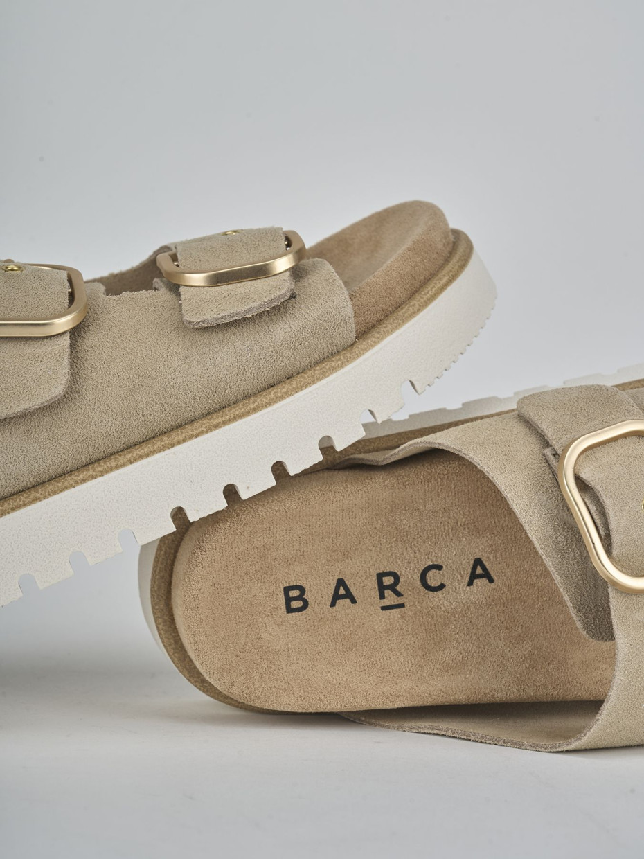 Ciabatte tacco 1cm camoscio beige