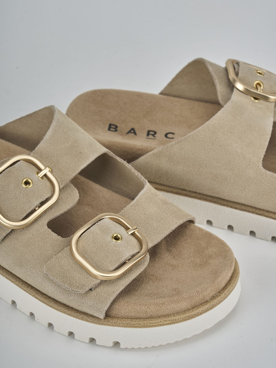 Ciabatte tacco 1cm camoscio beige