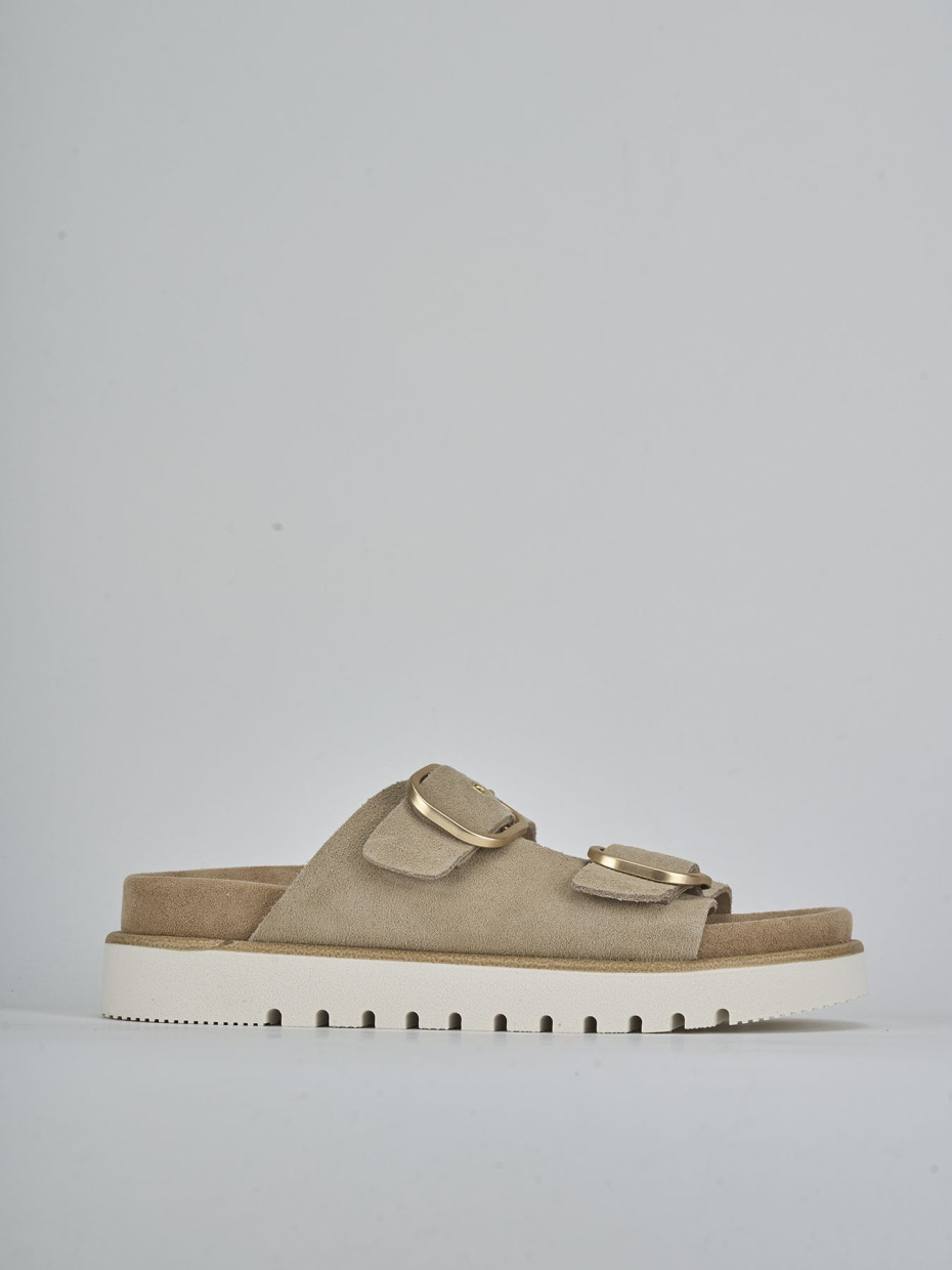 Ciabatte tacco 1cm camoscio beige