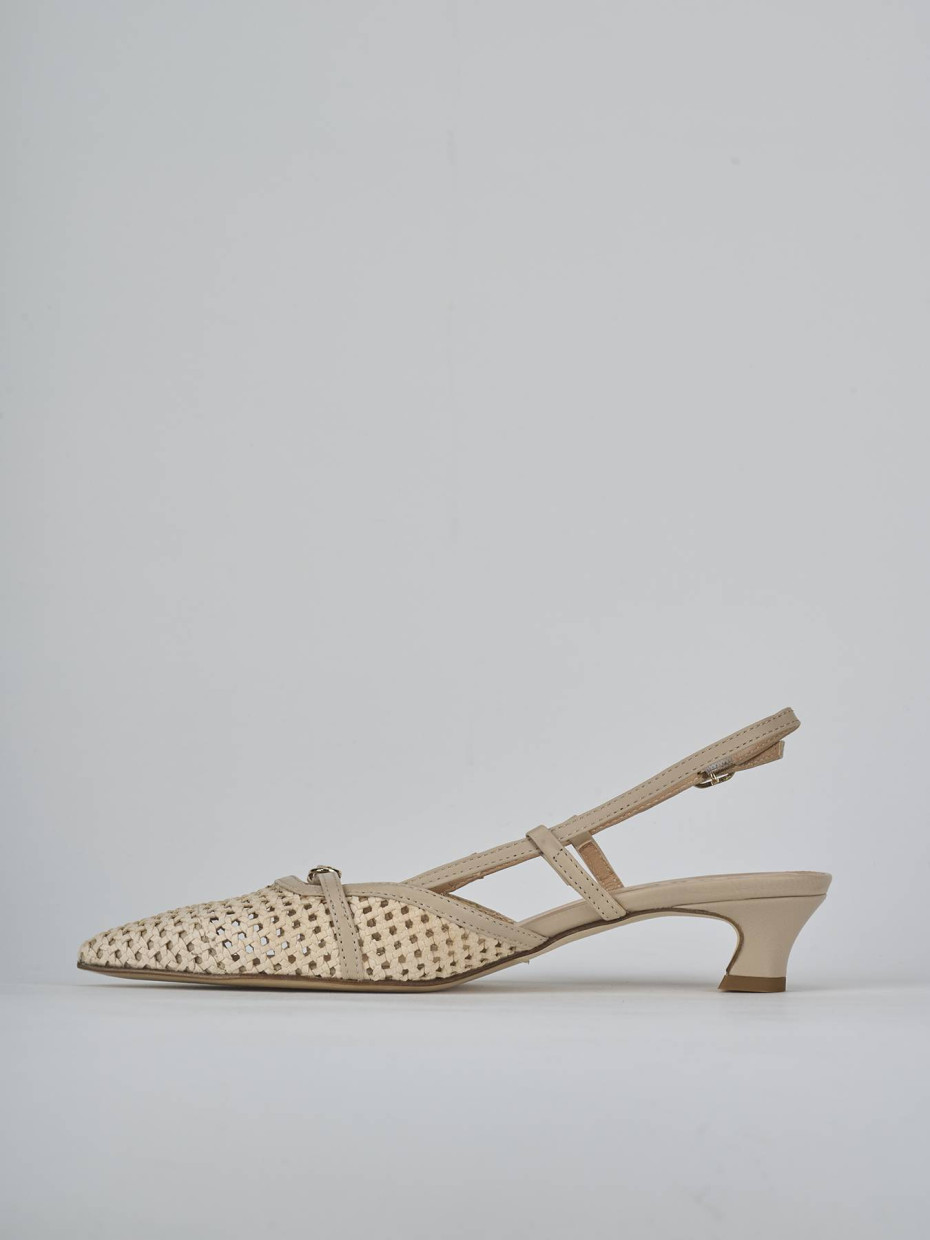Décolleté e slingback tacco 4cm pelle beige