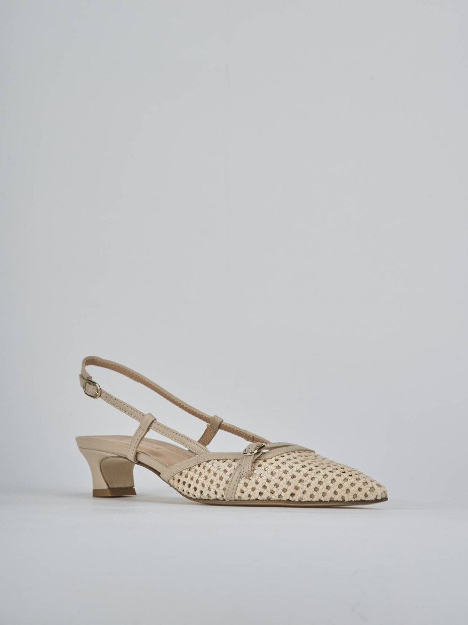 Décolleté e slingback tacco 4cm pelle beige