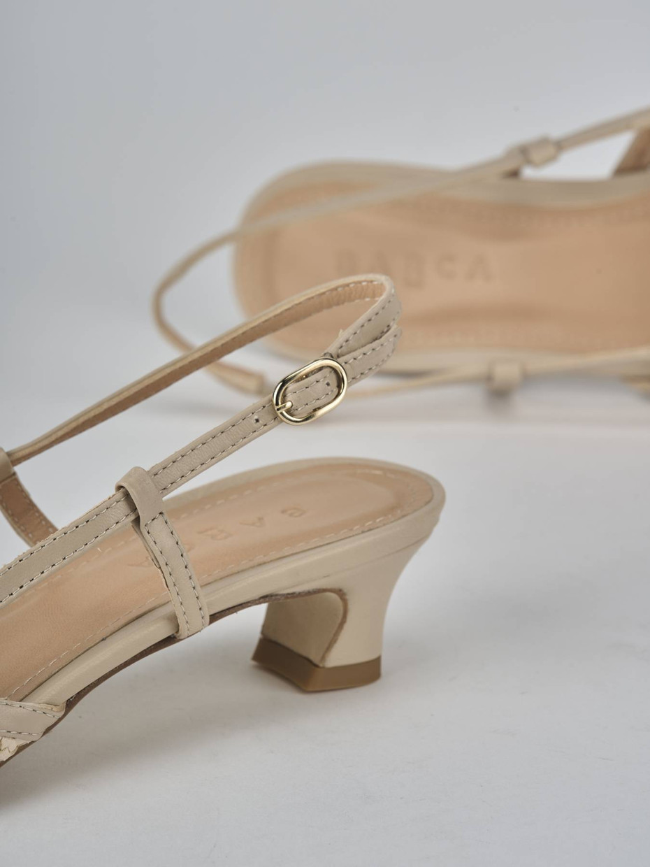 Décolleté e slingback tacco 4cm pelle beige