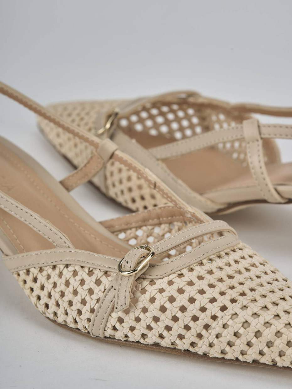 Décolleté e slingback tacco 4cm pelle beige
