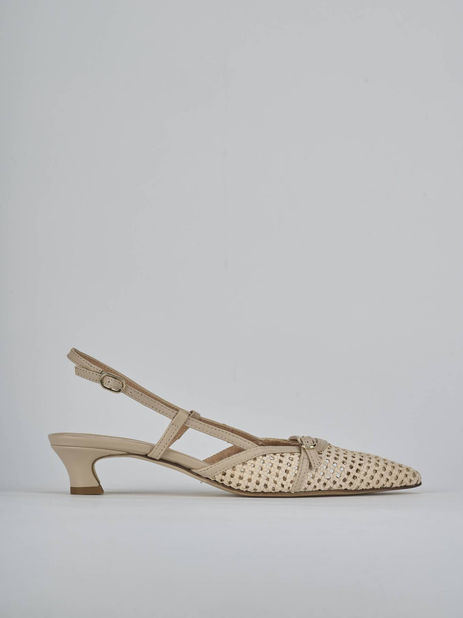 Décolleté e slingback tacco 4cm pelle beige