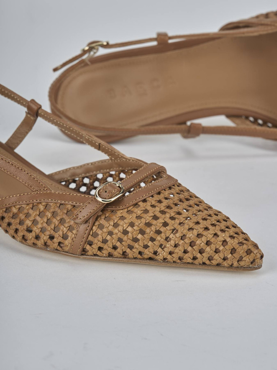 Décolleté e slingback tacco 4cm pelle marrone