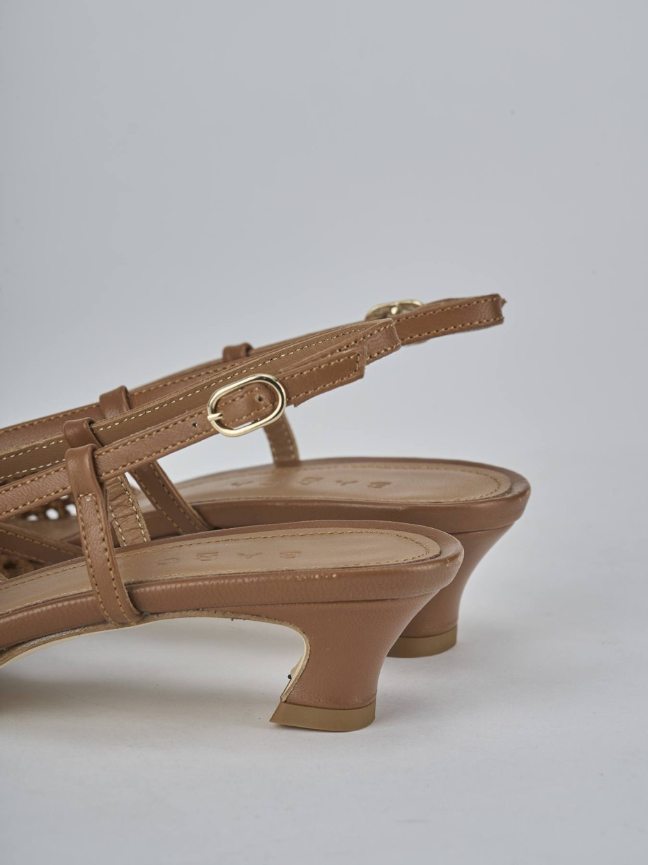 Décolleté e slingback tacco 4cm pelle marrone