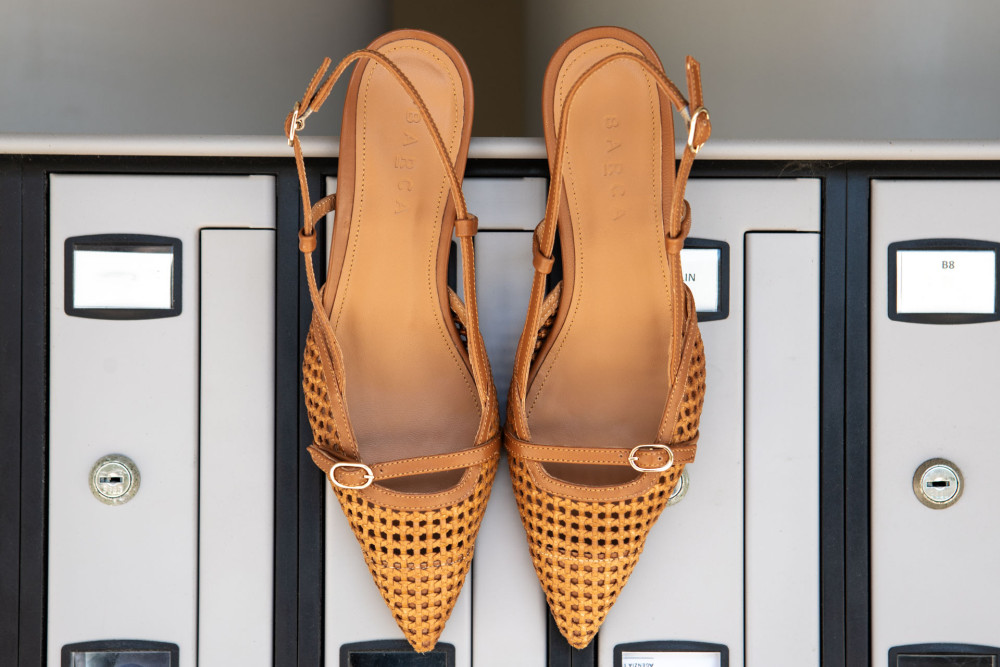 Décolleté e slingback tacco 4cm pelle marrone