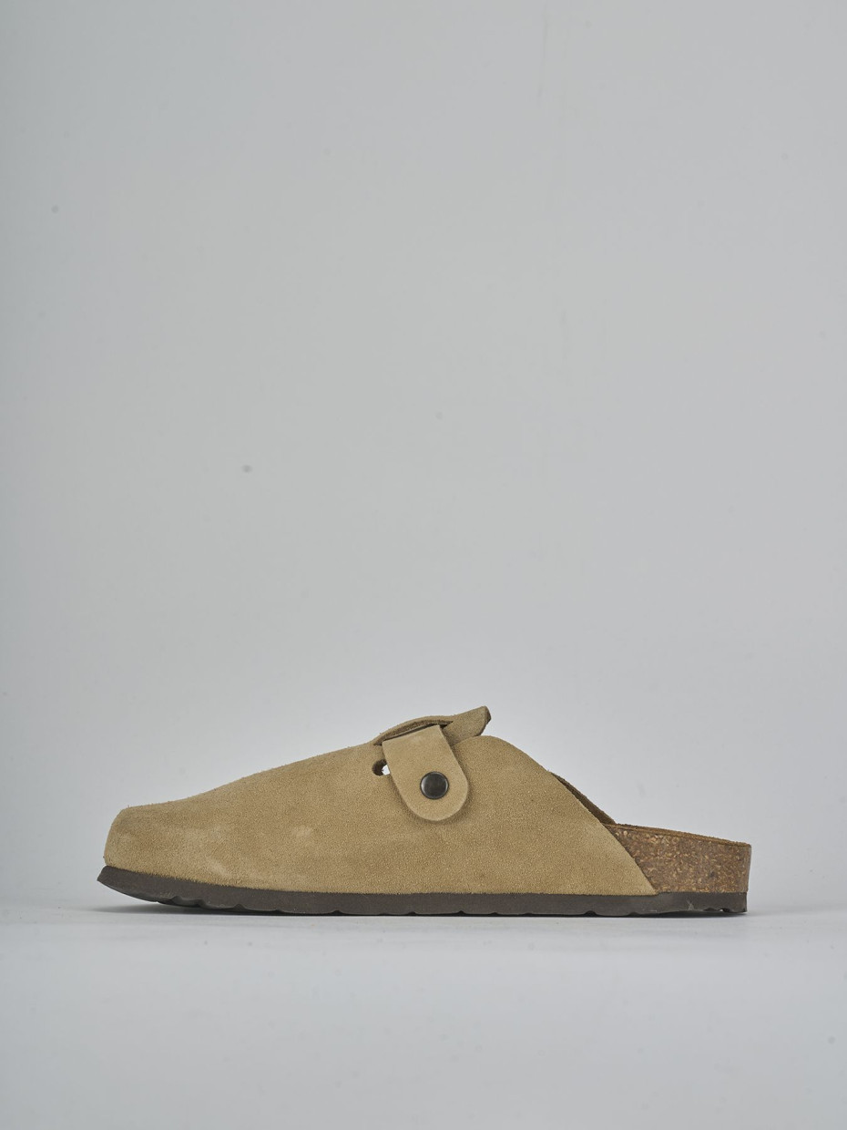 Sabot tacco 1cm camoscio beige