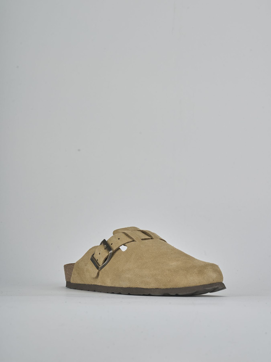 Sabot tacco 1cm camoscio beige
