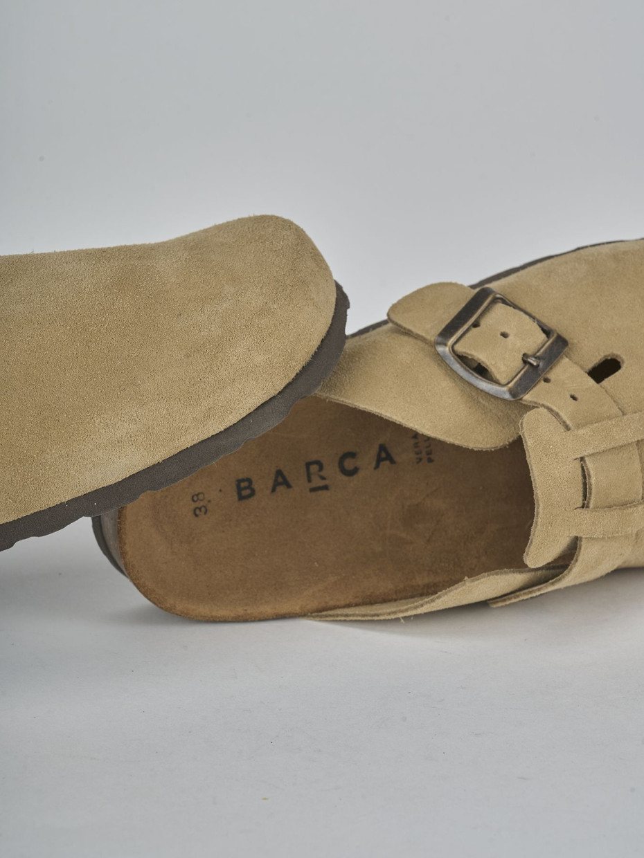 Sabot tacco 1cm camoscio beige