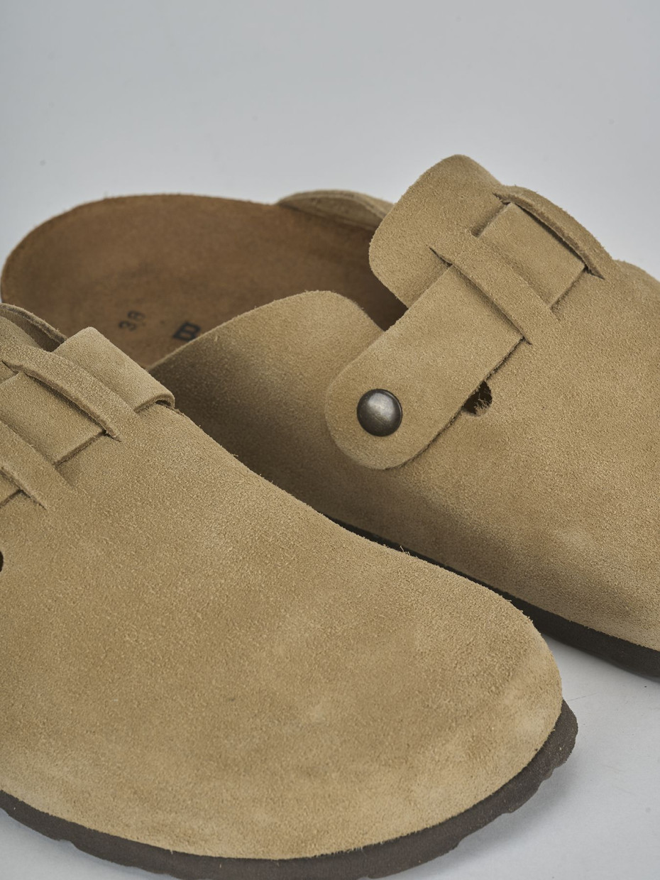 Sabot tacco 1cm camoscio beige