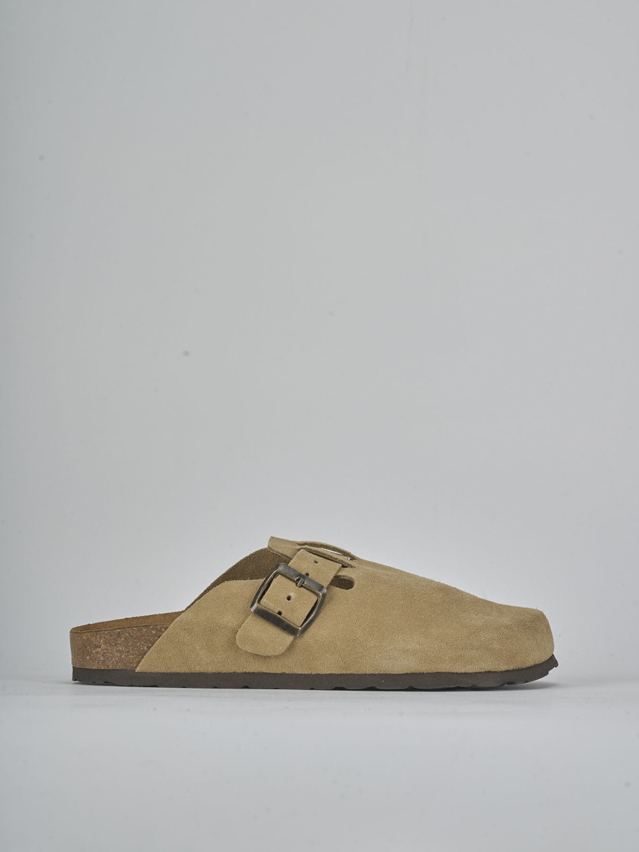Sabot tacco 1cm camoscio beige