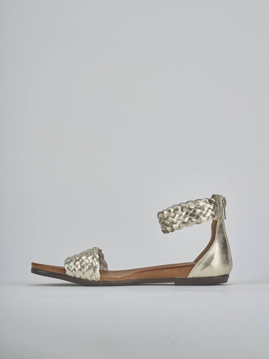 Sandali tacco 2cm pelle oro