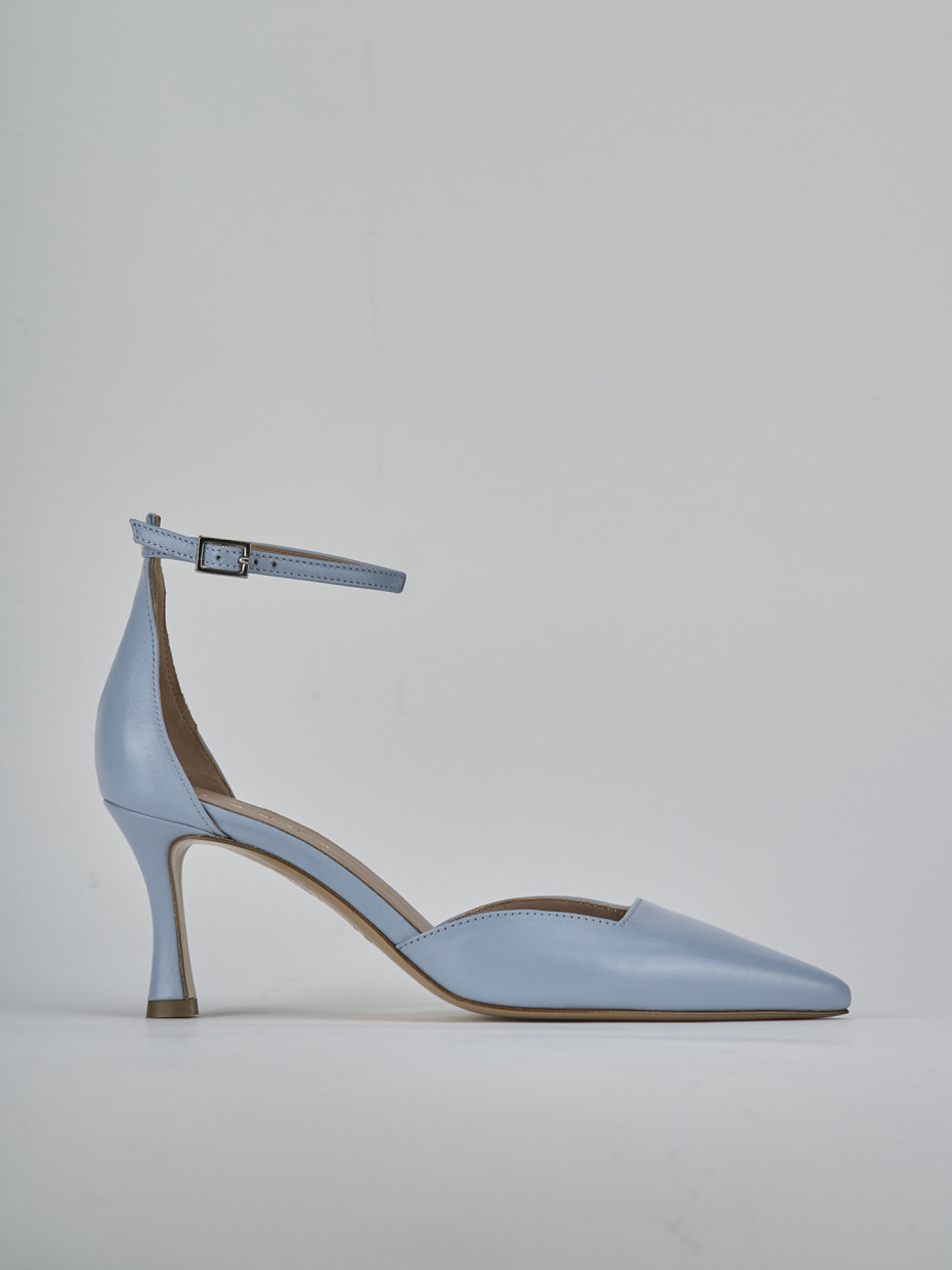 Décolleté e slingback tacco 8cm pelle azzurro