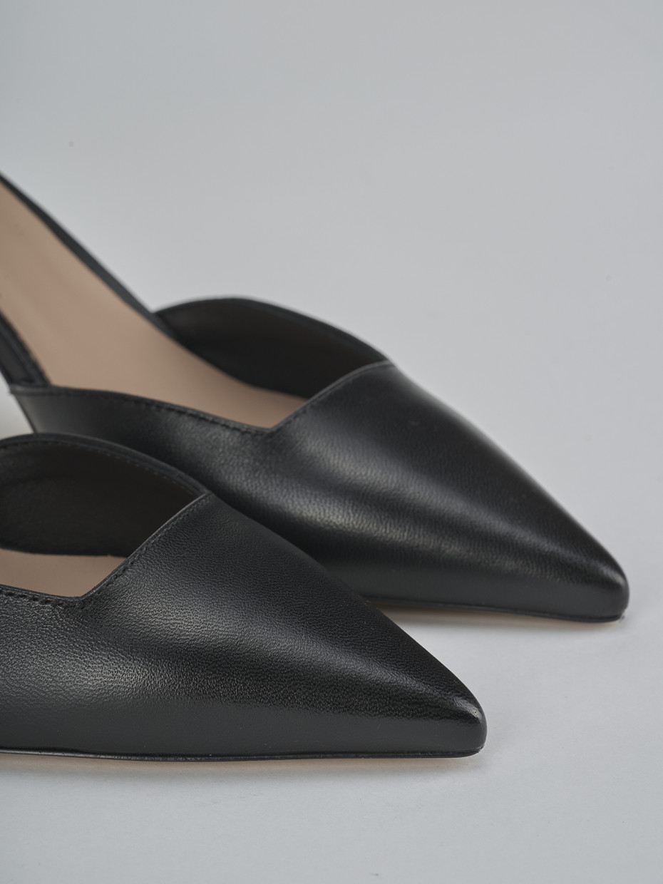 Décolleté e slingback tacco 8cm pelle nero