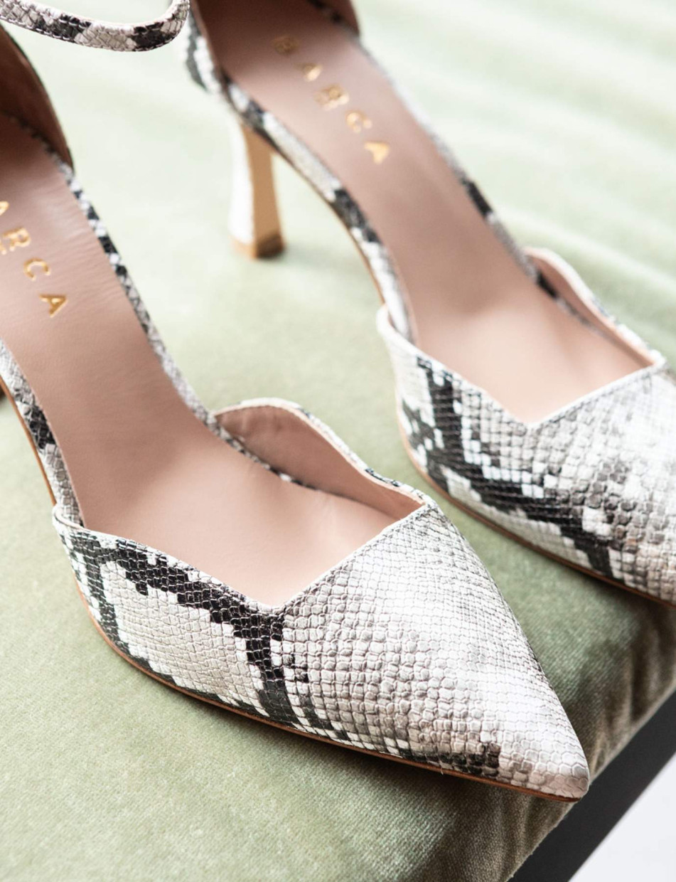 Décolleté e slingback tacco 8cm pitone beige