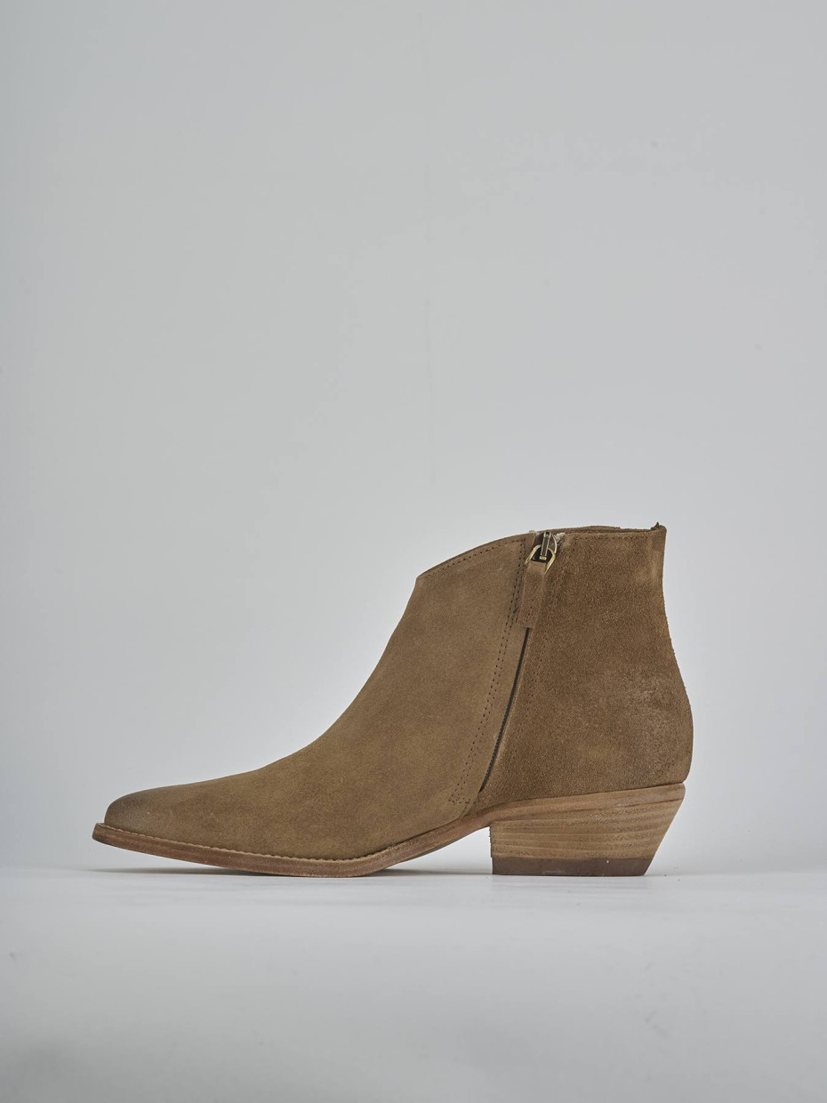 Stivaletti tacco 4cm camoscio beige