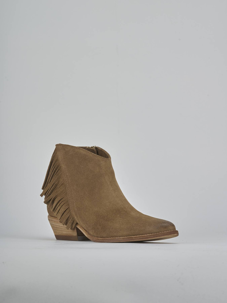 Stivaletti tacco 4cm camoscio beige