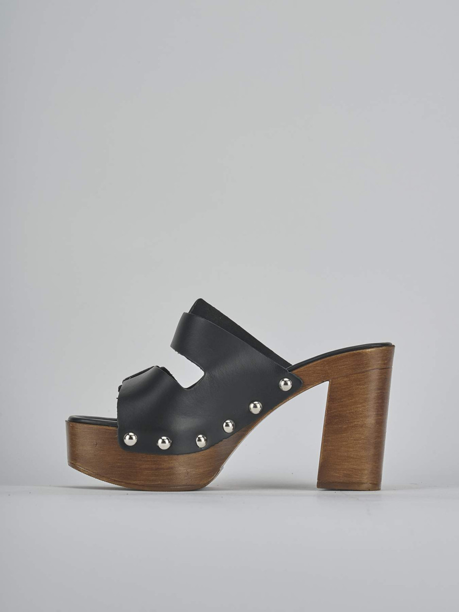 Ciabatte tacco 10cm pelle nero
