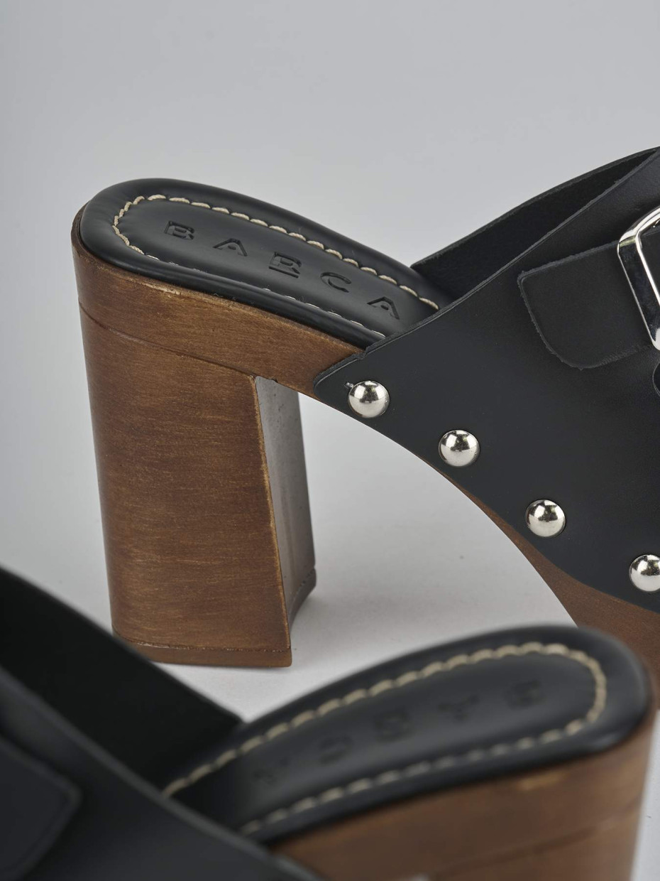 Ciabatte tacco 10cm pelle nero