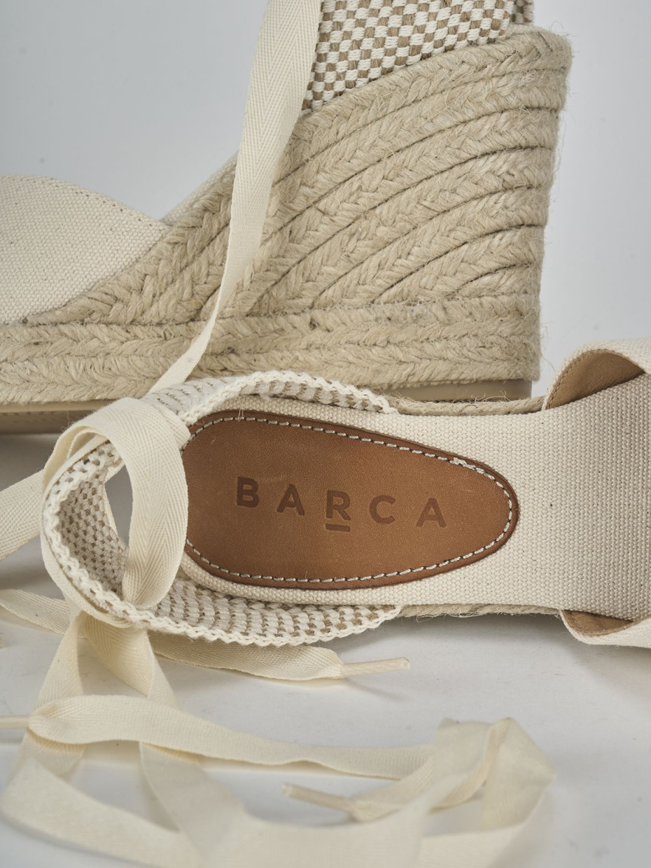 Espadrillas tacco 9cm tessuto beige