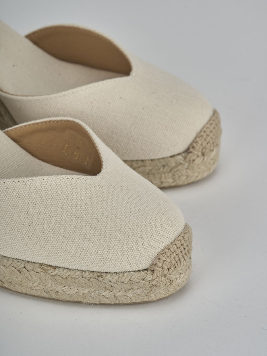 Espadrillas tacco 9cm tessuto beige