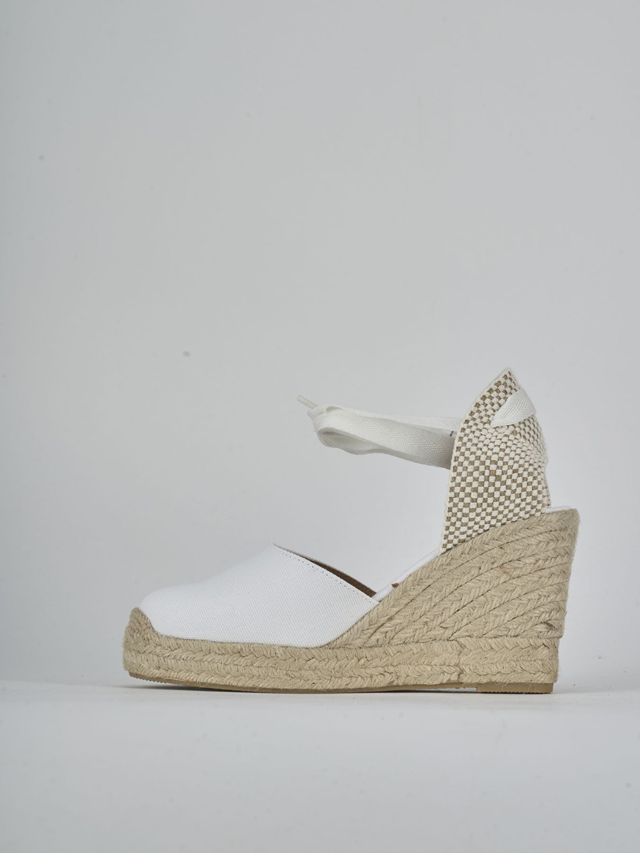 Espadrillas tacco 9cm tessuto bianco