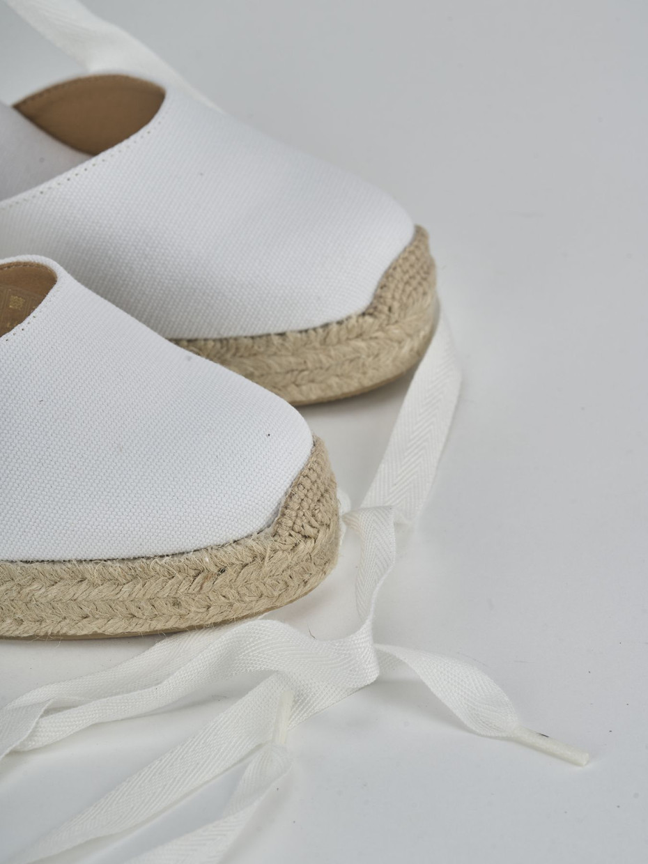 Espadrillas tacco 9cm tessuto bianco