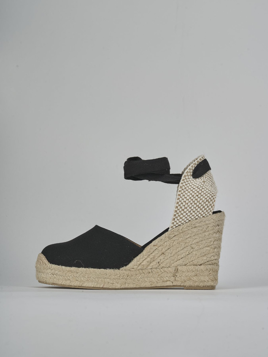 Espadrillas tacco 9cm tessuto nero
