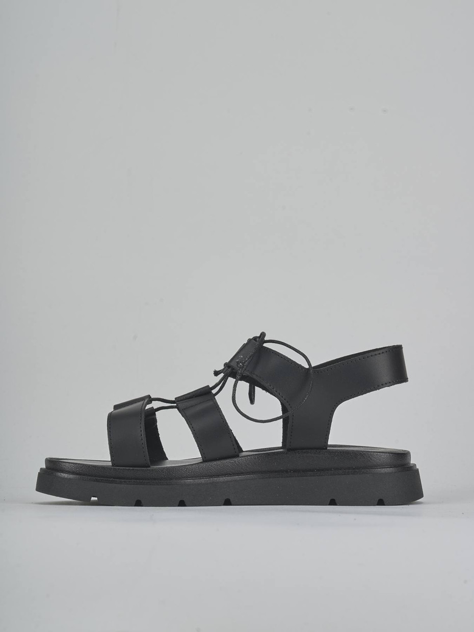 Sandali tacco 1cm pelle nero