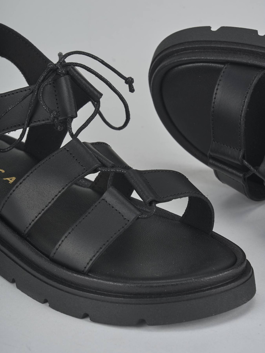 Sandali tacco 1cm pelle nero