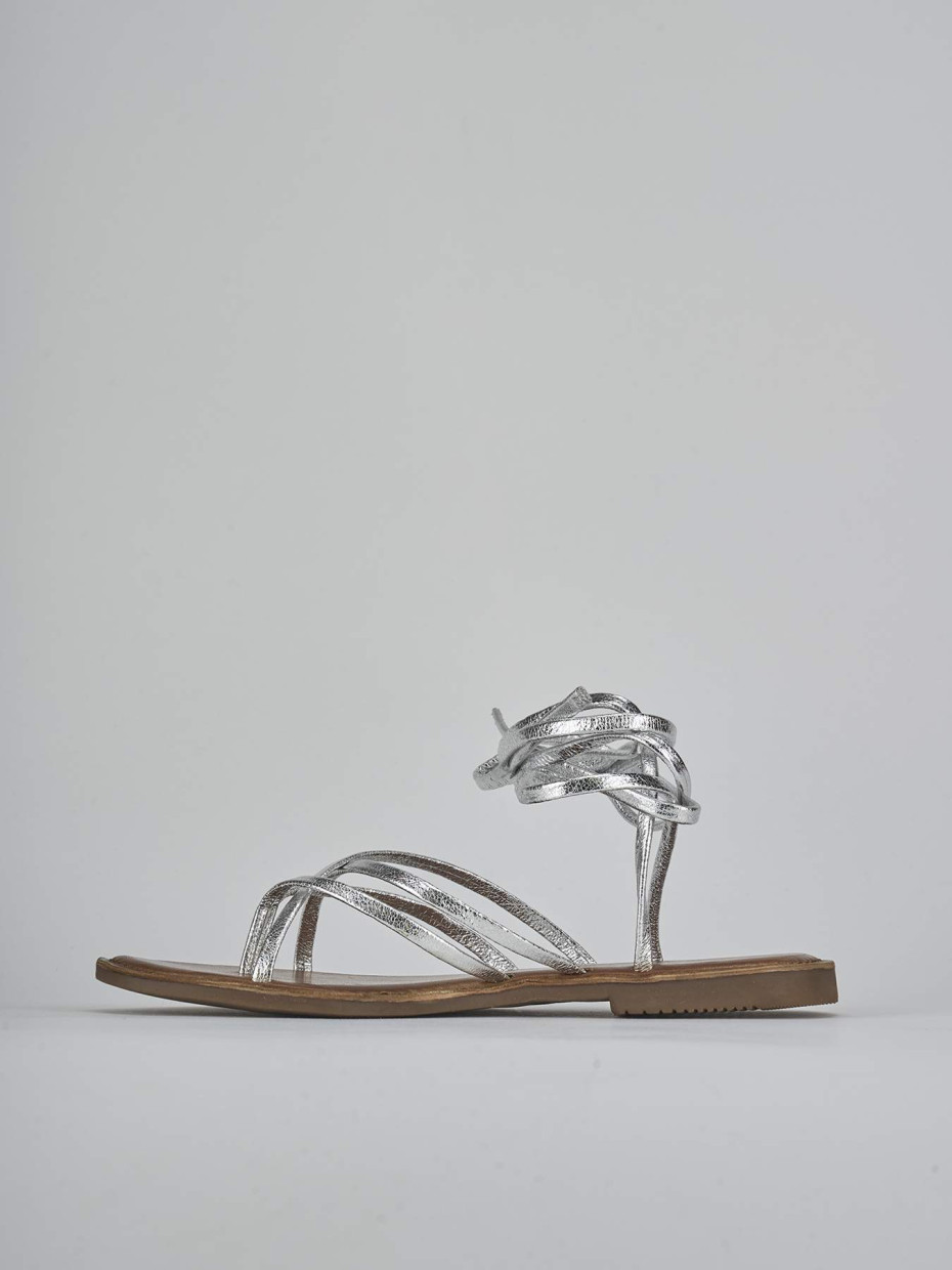 Sandali tacco 1cm pelle argento