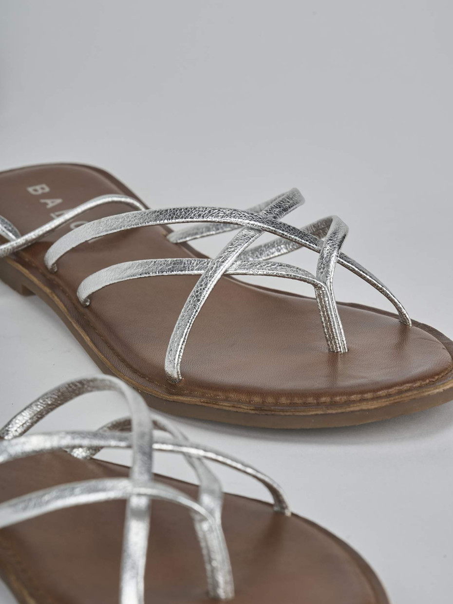 Sandali tacco 1cm pelle argento