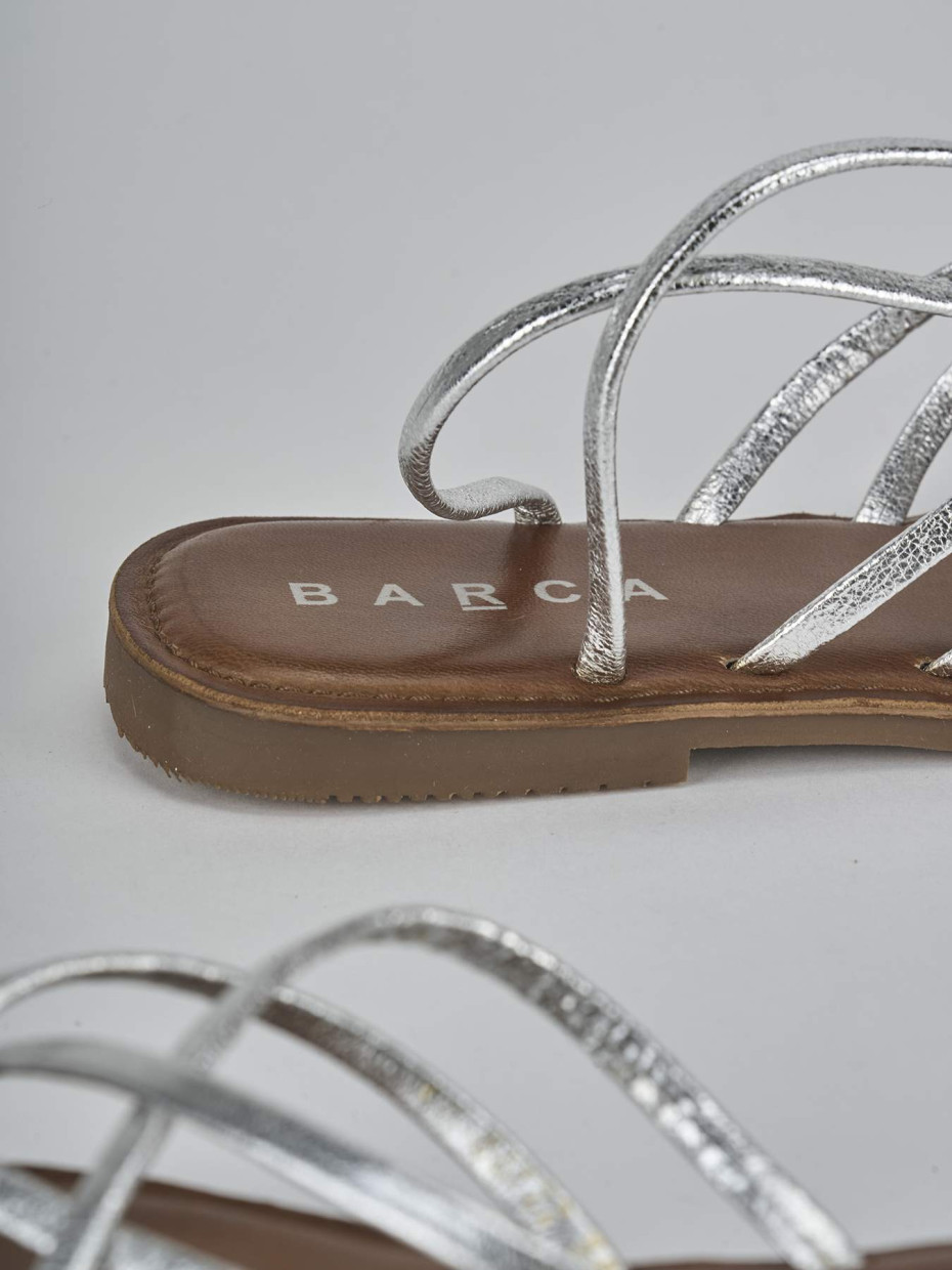 Sandali tacco 1cm pelle argento