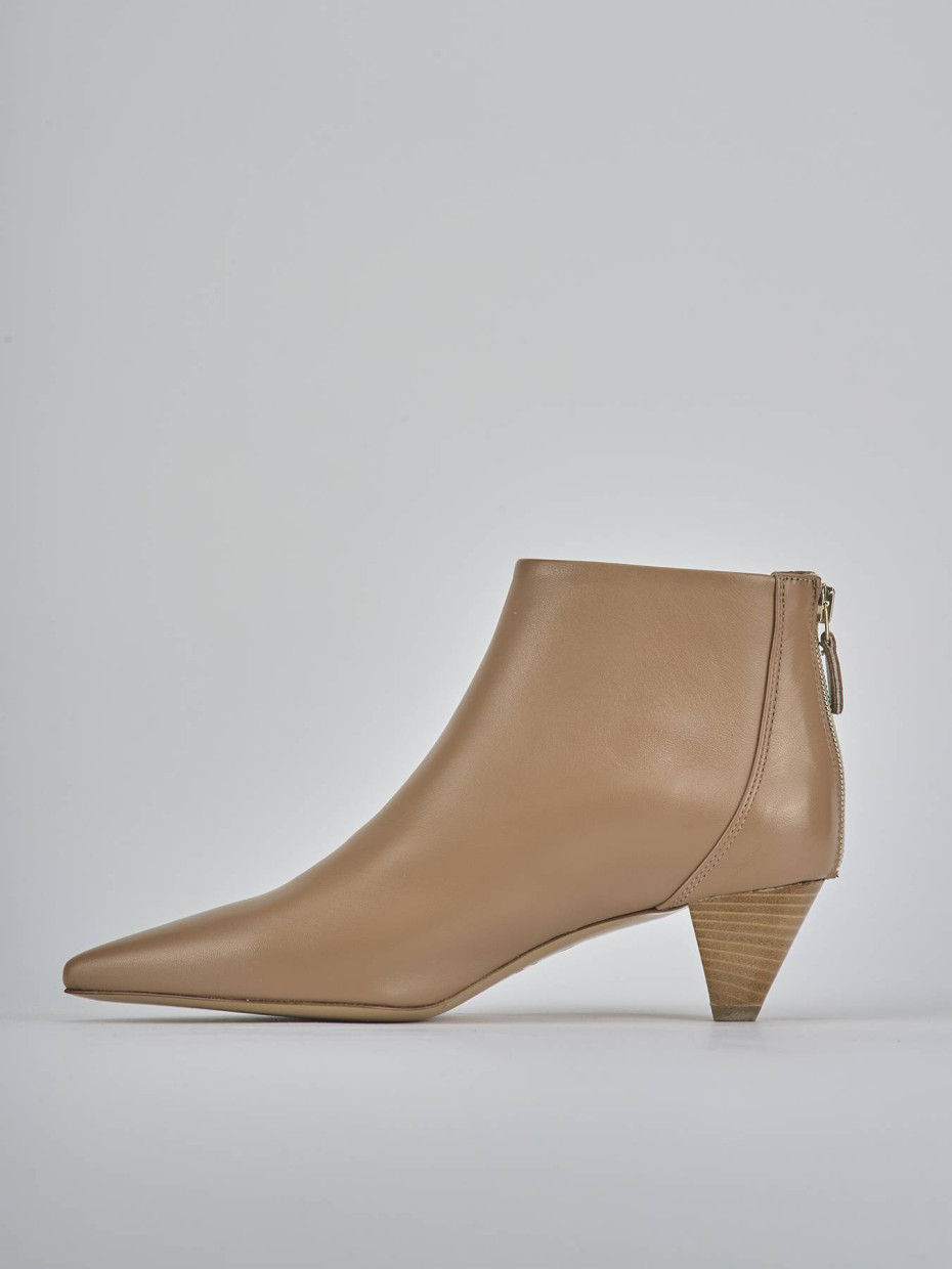 Stivaletti tacco 5cm pelle marrone