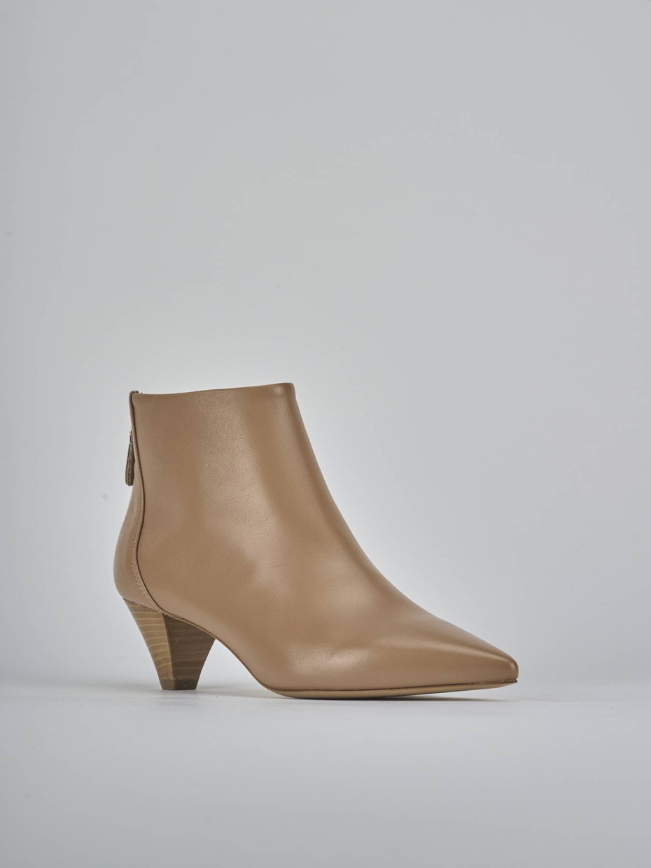Stivaletti tacco 5cm pelle marrone
