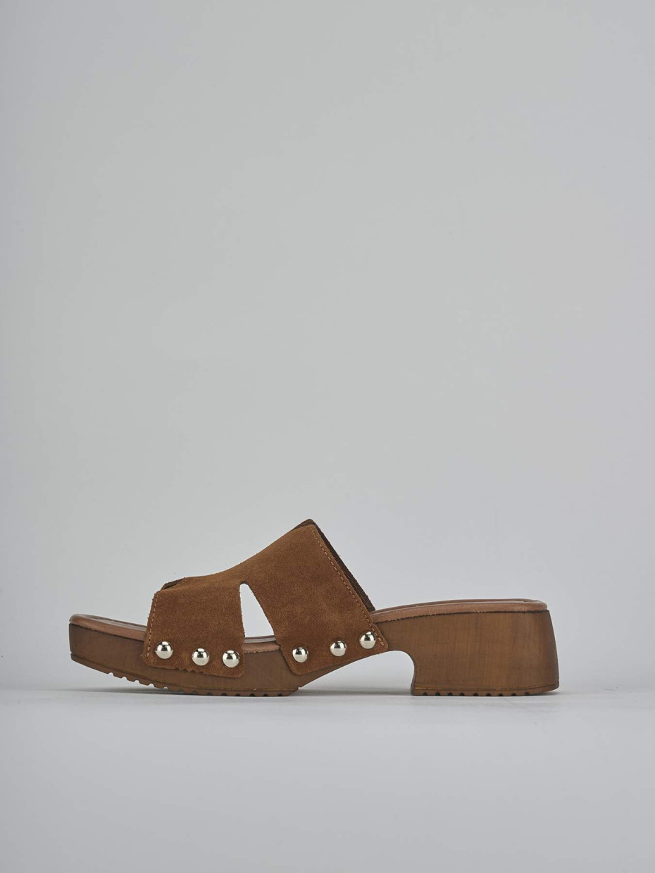 Ciabatte tacco 5cm camoscio marrone