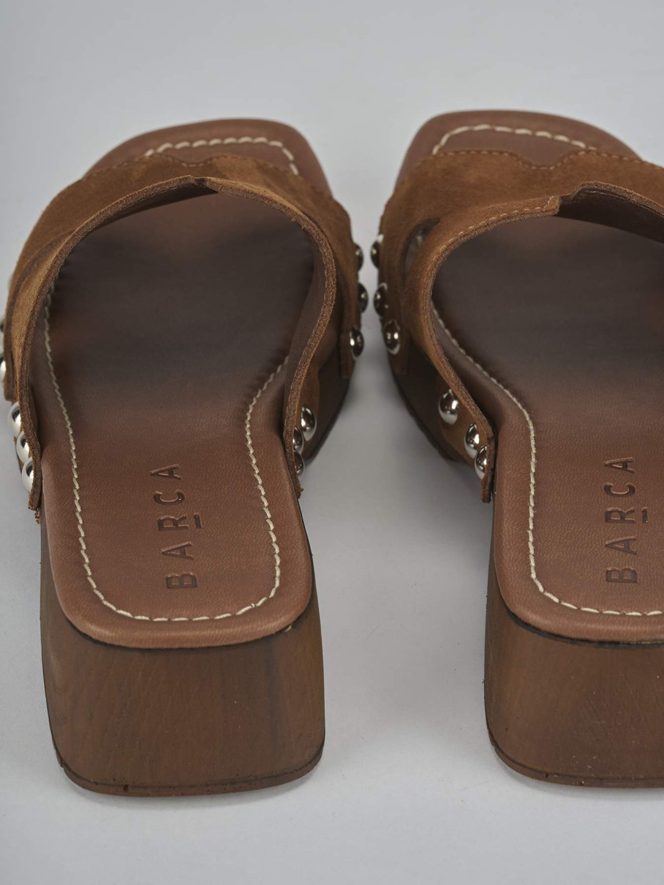 Ciabatte tacco 5cm camoscio marrone