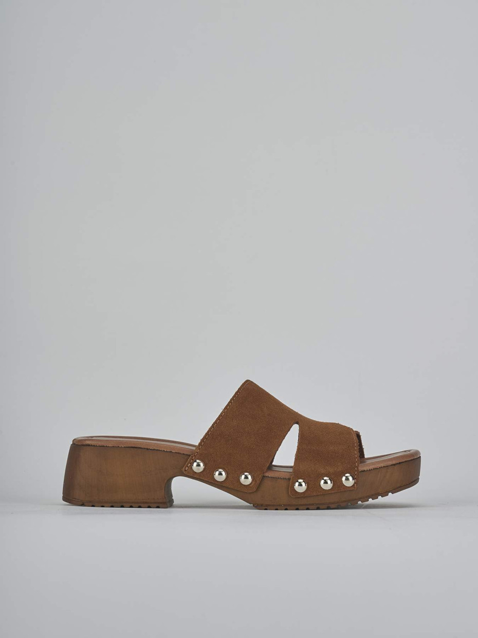 Ciabatte tacco 5cm camoscio marrone