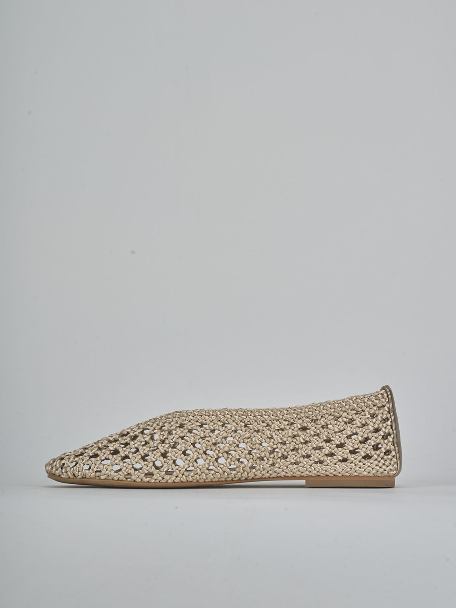 Ballerine tacco 1cm tessuto beige