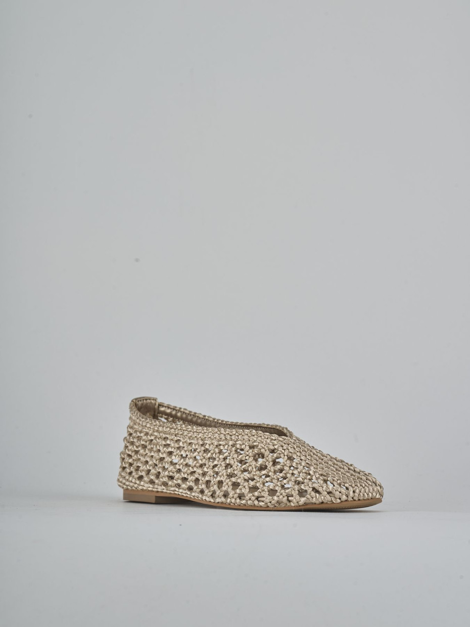 Ballerine tacco 1cm tessuto beige