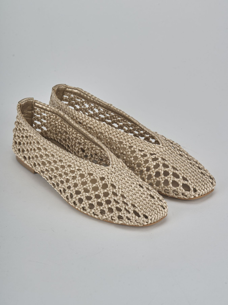 Ballerine tacco 1cm tessuto beige